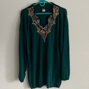 Vintage Claudia Dee Embellished Collar Sweater